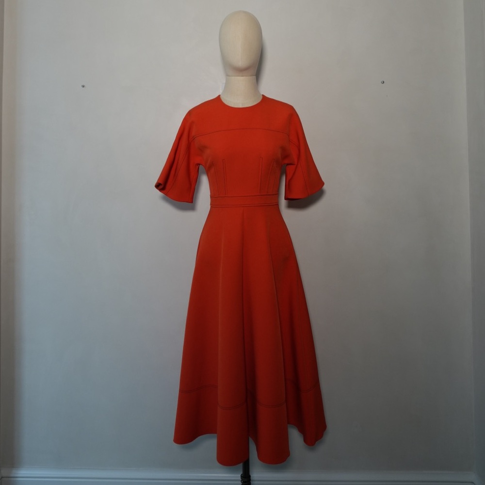 ROKSANDA Elegant Red Fit-and-Flare Midi Dress